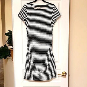 Boden Blue and white striped midi dress